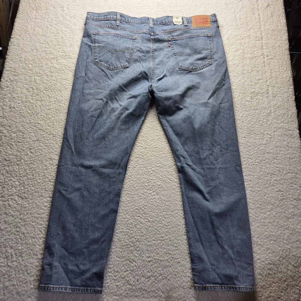 Levis 502 Jeans Mens 46x31 Blue Light Wash Regular Fit Tapered Stretch Denim